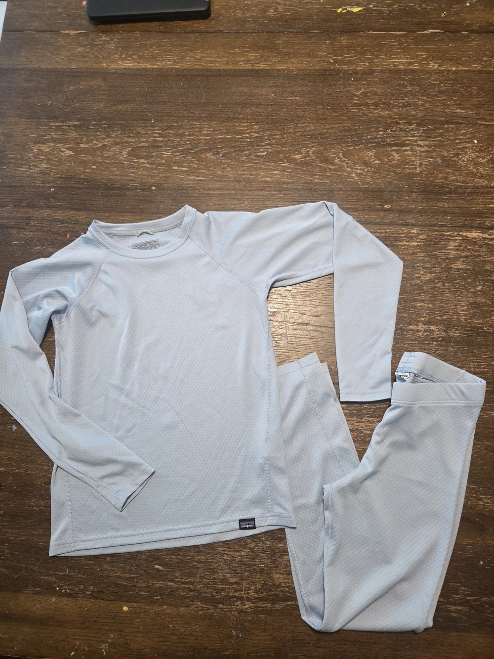 Patagonia Kids Light Blue Long Sleeve Base Layer Set